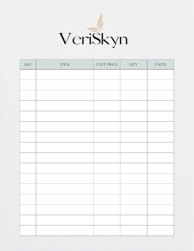 Veriskyn 30-Day Brightening Routine Chart